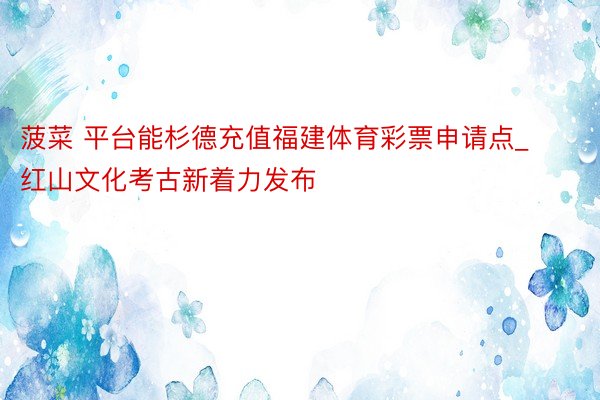 菠菜 平台能杉德充值福建体育彩票申请点_红山文化考古新着力发布